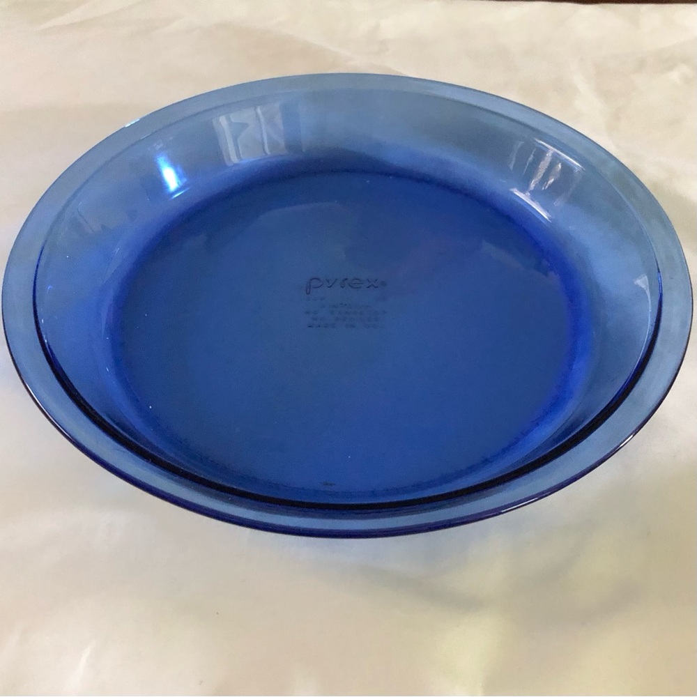Blue Glass Pyrex Pie Dish 9” Made in U.S.A.